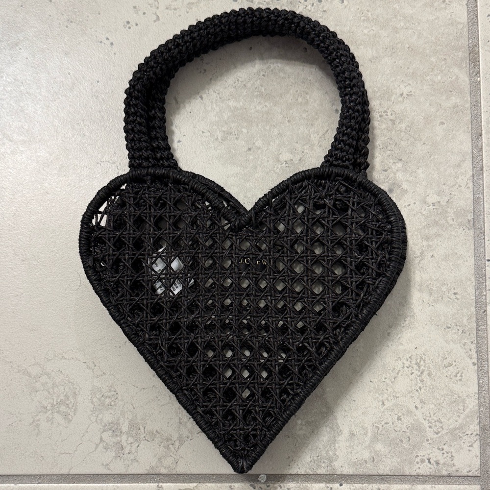 Black jcrew Heart-Shaped Woven Bag